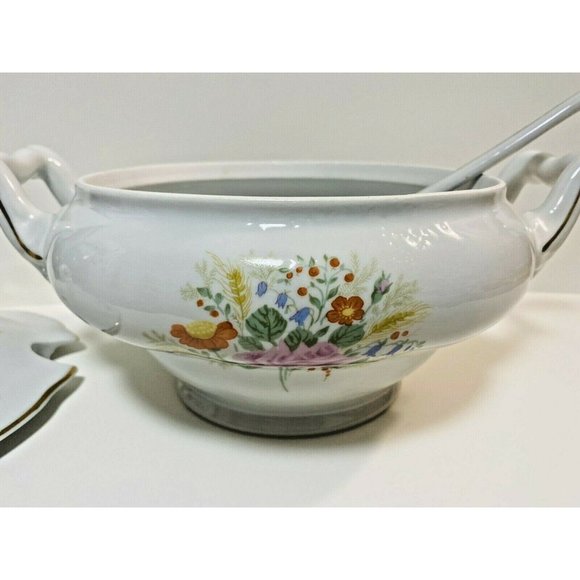 Vintage Favolina POLAND Soup Tureen & Ladle Floral - Picture 10 of 10